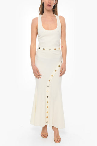 Buttoned Side Split Ribbed Maxidress