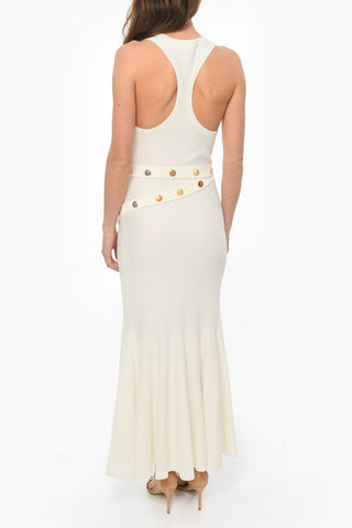 Buttoned Side Split Ribbed Maxidress