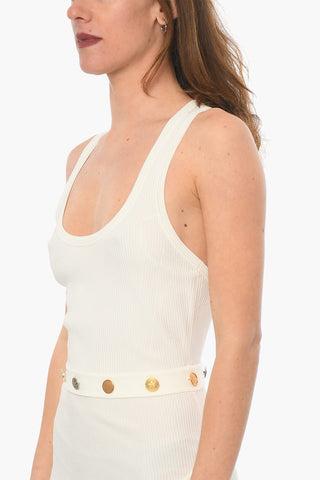 Buttoned Side Split Ribbed Maxidress