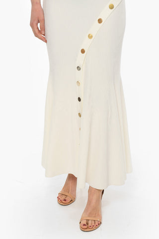 Buttoned Side Split Ribbed Maxidress