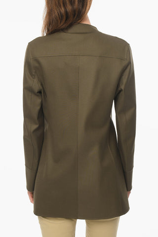 Silk Unlined Double-breasted Blazer without Collar