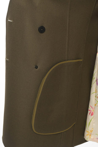 Silk Unlined Double-breasted Blazer without Collar