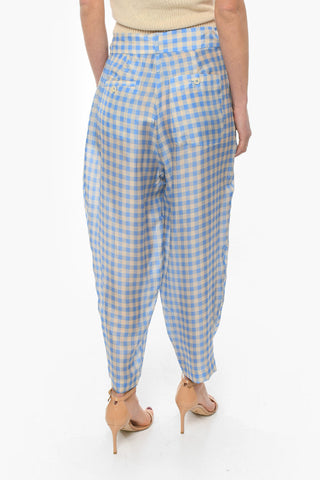 Pantaloni wide TILDA A Quadri Gingham in Seta