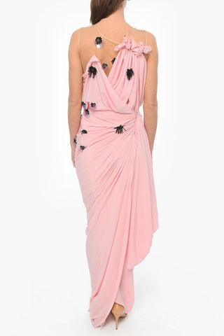 Mesh Detail Asymmetric Dress with Sequines