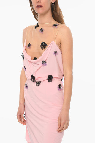 Mesh Detail Asymmetric Dress with Sequines