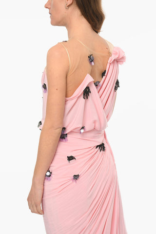 Mesh Detail Asymmetric Dress with Sequines
