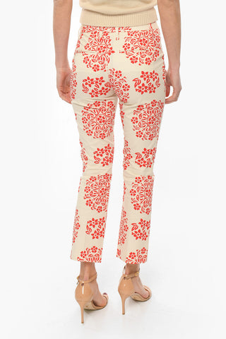 Pantaloni in Cotone Stretch a Fantasia Floreale