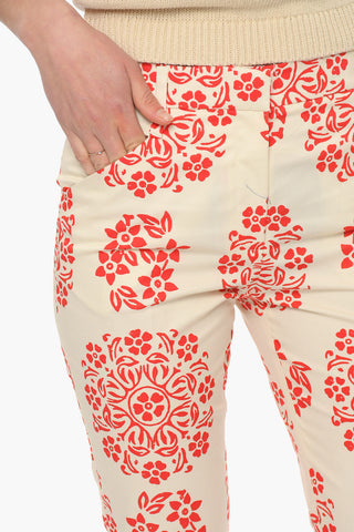Pantaloni in Cotone Stretch a Fantasia Floreale