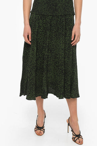 WHITE LABEL Boat-neck Smocked Midi Dress with Animal Print