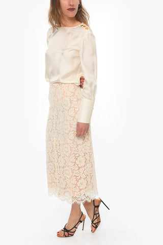 Long Lace Skirt with Slip and Front Slit