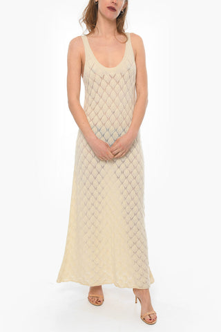 Sleeveless Openwork Cashmere Maxidress