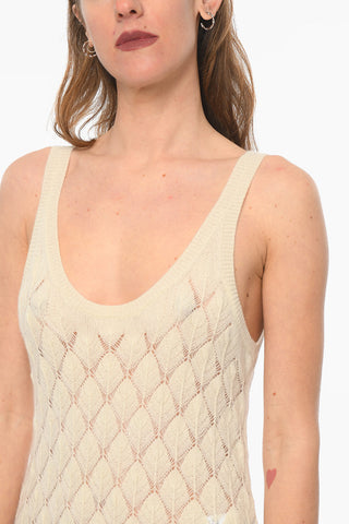Sleeveless Openwork Cashmere Maxidress