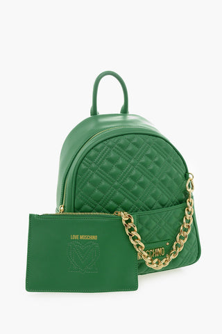 LOVE Quilted Faux Leather Backpack with Matched Pouch