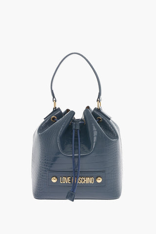 LOVE Bucket Bag aus Kunstleder in Krokodiloptik mit Maxi-geprägtem Logo