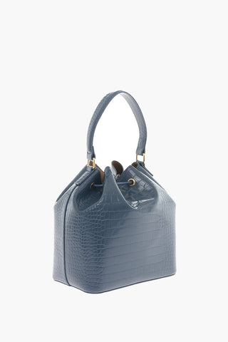 LOVE Bucket Bag aus Kunstleder in Krokodiloptik mit Maxi-geprägtem Logo