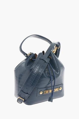 LOVE Bucket Bag aus Kunstleder in Krokodiloptik mit Maxi-geprägtem Logo