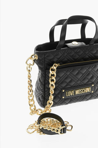 LOVE Borsa a Mano in Ecopelle Trapuntata con Catena Dorata