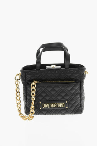 LOVE Borsa a Mano in Ecopelle Trapuntata con Catena Dorata