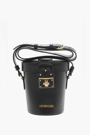 LOVE Leather Bucket Bag with Gold Turn Lock Closure
