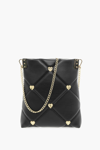 LOVE Borsa a Tracolla in Ecopelle Trapuntata con Borchie Gioiello a Forma di Cuore