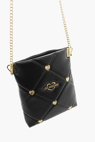 LOVE Borsa a Tracolla in Ecopelle Trapuntata con Borchie Gioiello a Forma di Cuore
