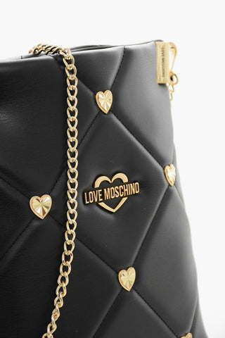 LOVE Borsa a Tracolla in Ecopelle Trapuntata con Borchie Gioiello a Forma di Cuore