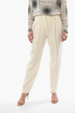 High Waist Virgin Wool BANKER Double Pleated Pants