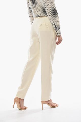 High Waist Virgin Wool BANKER Double Pleated Pants