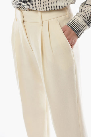 High Waist Virgin Wool BANKER Double Pleated Pants