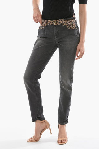 Slim Fit Jeans With Animalier Print