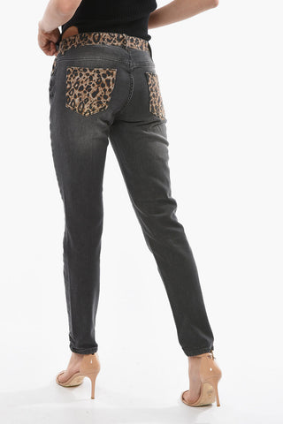 Slim Fit Jeans With Animalier Print