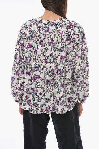 Blusa BRUNILLE in Seta con Stampa Floreale e Maniche a Sbuffo