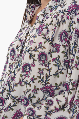 Blusa BRUNILLE in Seta con Stampa Floreale e Maniche a Sbuffo