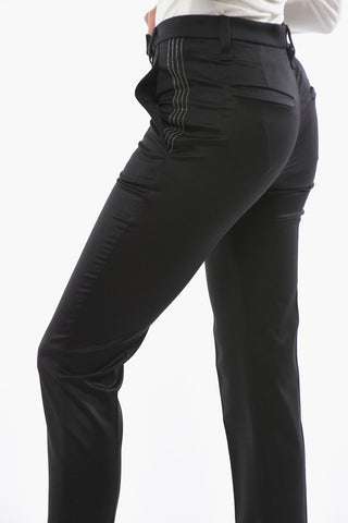 Virgin-wool-blend Tailored Pants with Beaded Detailing