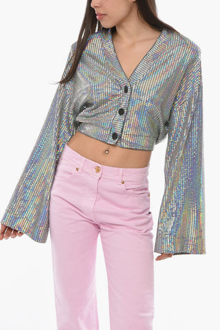 Holographic Effect KRISTINIA Cropped Cardigan