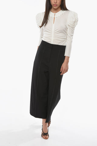 Pantaloni Culotte in Twill di Lana