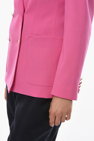 Virgin-wool-blend GIN Double-breasted Blazer with Peak Lapel