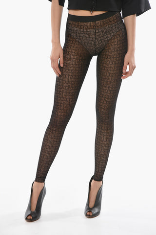 Leggings Trasparenti con Stampa Monogram