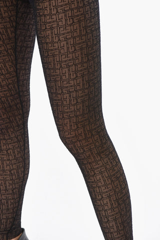 Leggings Trasparenti con Stampa Monogram