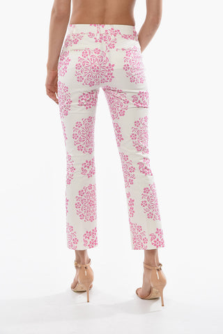 Pantaloni in Cotone Stretch a Fantasia Floreale