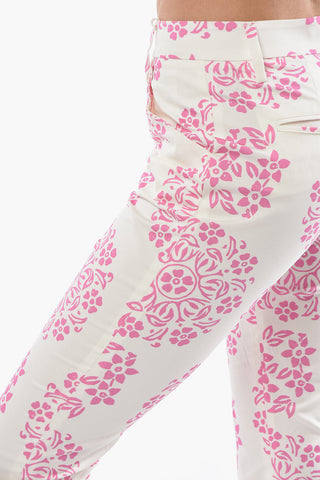 Pantaloni in Cotone Stretch a Fantasia Floreale