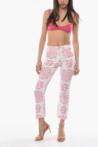 Pantaloni in Cotone Stretch a Fantasia Floreale