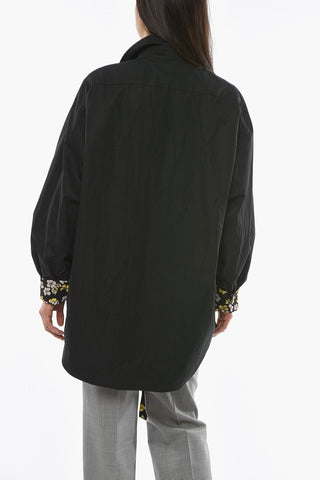 Reversible Printed Coat With Ribbon Neck
