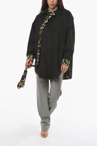 Reversible Printed Coat With Ribbon Neck