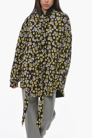 Reversible Printed Coat With Ribbon Neck