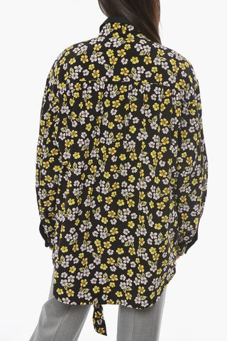Reversible Printed Coat With Ribbon Neck