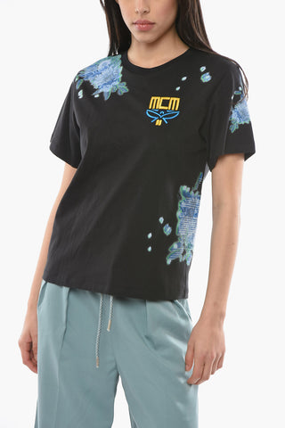 T-Shirt Girocollo con Logo Ricamato