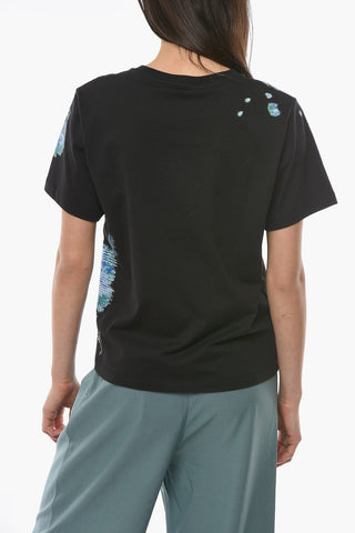 T-Shirt Girocollo con Logo Ricamato