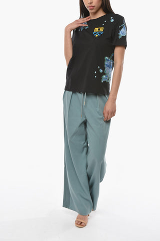 T-Shirt Girocollo con Logo Ricamato