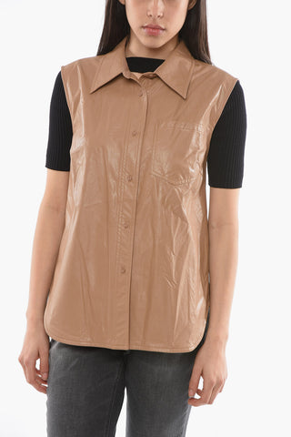 Camicia ARYA In Ecopelle Senza Manica con Taschino a Toppa